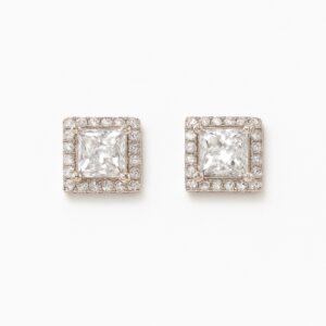 Σκουλαρίκια Τετράγωνα Princess Cut με ζιργκόν 14Κ