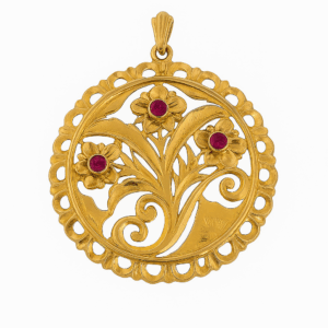 Μενταγιόν χρυσός 14Κ με ρουμπίνια