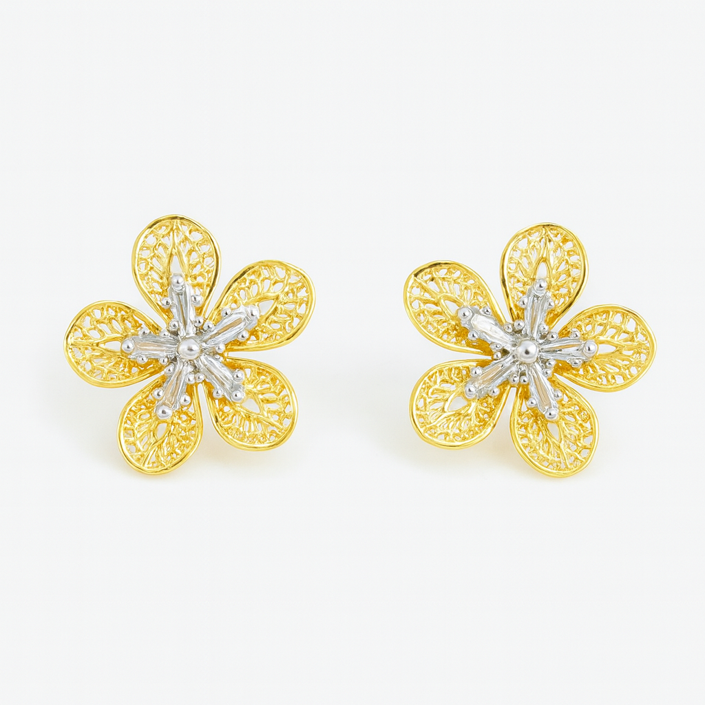 Σκουλαρίκια ασήμι 925-golden bloom elegance