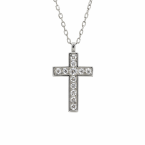 Κολιέ σταυρός ασήμι 925 και μοισανίτης